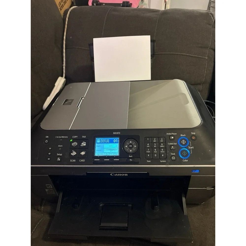 Canon PIXMA MX870 Printer Tested Working + 4 New OEM Black Ink & Cables